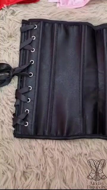Video de Corset Underbust Cetim Espartilho Cinta Modeladora Afina Cintura