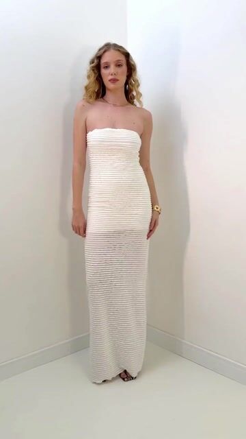 Video de Vestido Longo Sem Manga Malha Fru-Fru