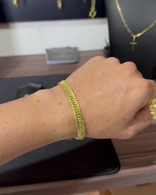 Vídeo de PULSEIRA GRUMET ELO TRIPLO 10MM - 21CM (MOEDA ANTIGA)