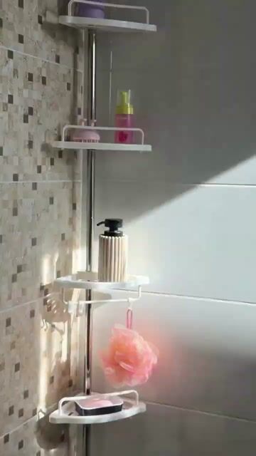 Video de Organizador de Baño de Esquina 260 cm con 4 Estantes Ajustables, Ideal para Ducha y Ahorro de Espacio.