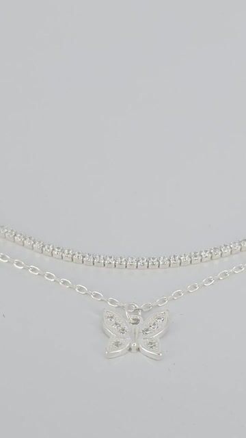 Video de Pulsera Plata 925 Doble Piedras Mariposa Infinito Pd - C2247
