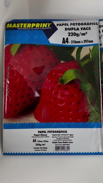 Vídeo de Papel Fotográfico Dupla Face A4 220g Masterprint 20 Folhas Branco