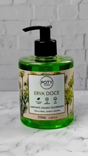 Vídeo de Sabonete Líquido Glicerinado Erva Doce 350ml Poty Cosméticos