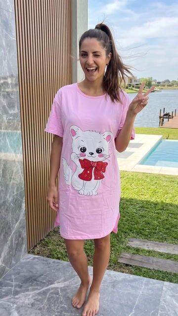 Video de Camison Remeron Hasta Rodilla Manga Corta De Mujer - C95625