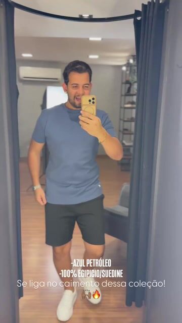 Video de Camisa Gola Média Suedine Egipicio Canguru - Azul Petróleo