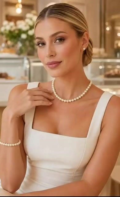 Vídeo de Kit Pérola Colar Pulseira Brincos Feminino Elegante 3 Peças