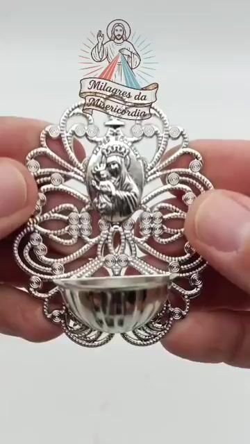 Video de Pia de Água Benta Nossa Senhora do Carmo- 7 cm - metal
