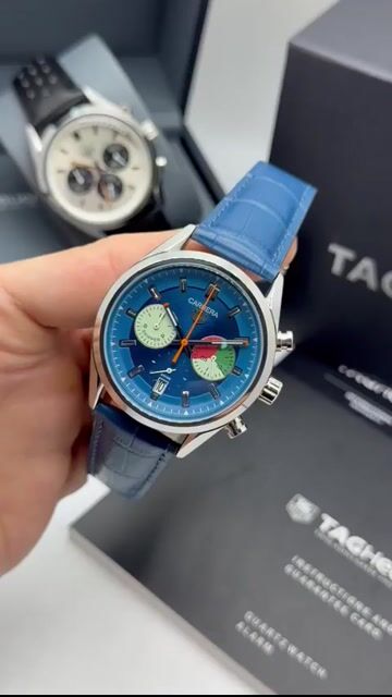 Video de TAG Heuer Chrono Carrera 60 Th Anniversary 44mm - AÇO/MOSTRADOR AZUL - COURO