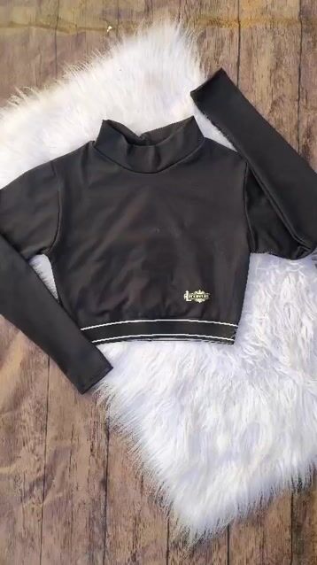 Video de Cropped Feminino Manga Longa Lindo Moda Fitness