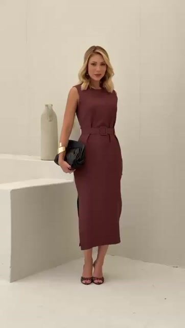 Video de Vestido Midi Fenda Lateral - 205315