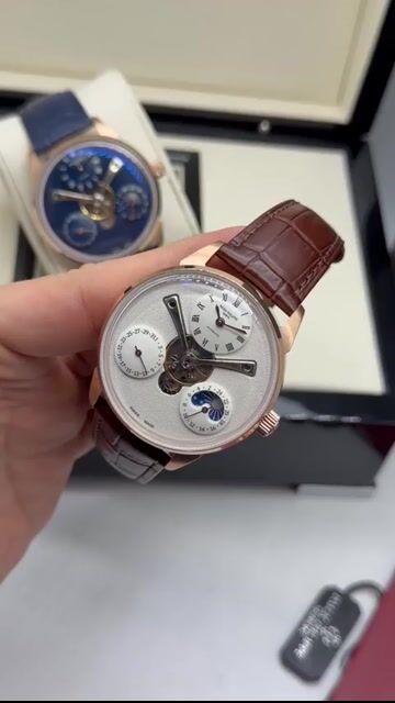 Video de Patek Philippe Tourbillon 43mm - AÇO ROSE/MOSTRADOR BRANCO - COURO