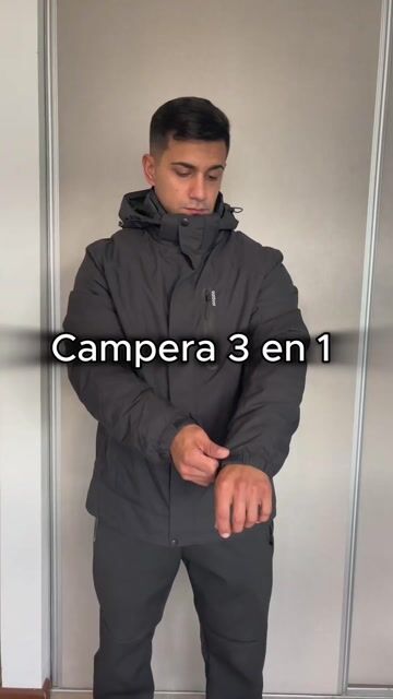 Video de Campera de Hombre 3 en 1 Rompeviento/Puffer/Chaleco Azul