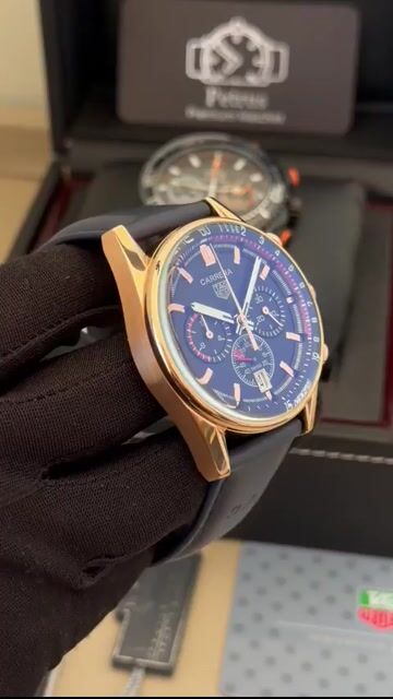 Video de TAG Heuer Carrera Porsche 42mm - AÇO ROSE/MOSTRADOR AZUL - COURO