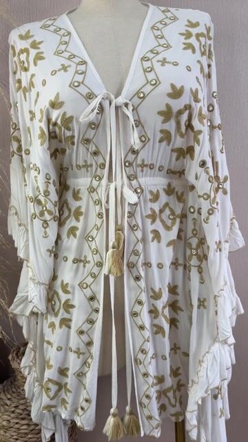 Video de Kaftan média de viscose bordada Cod:120