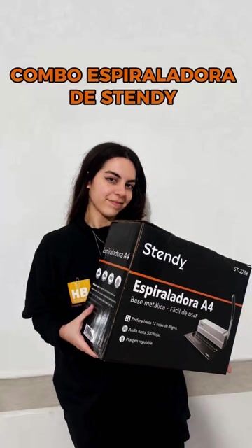 Video de ESPIRALADORA ANILLADORA + GUILLOTINA A4 + BRAZO LARGO+ INSUMOS STENDY