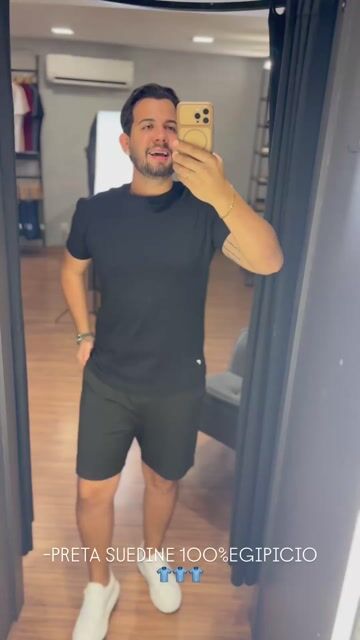 Video de Camisa Gola Média Suedine Egipicio Canguru - Preto