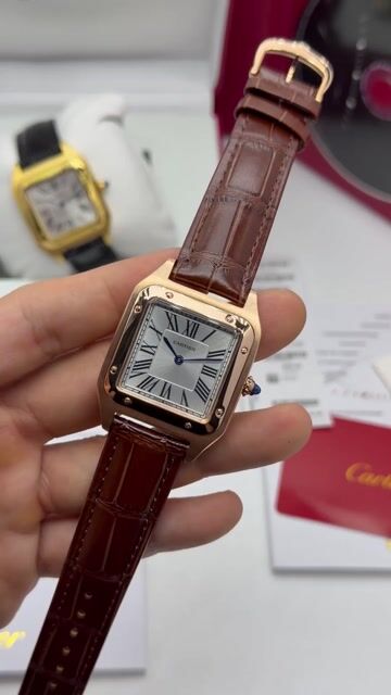 Video de Cartier Santos Dumont 35mm - AÇO ROSE/MOSTRADOR BRANCO - COURO