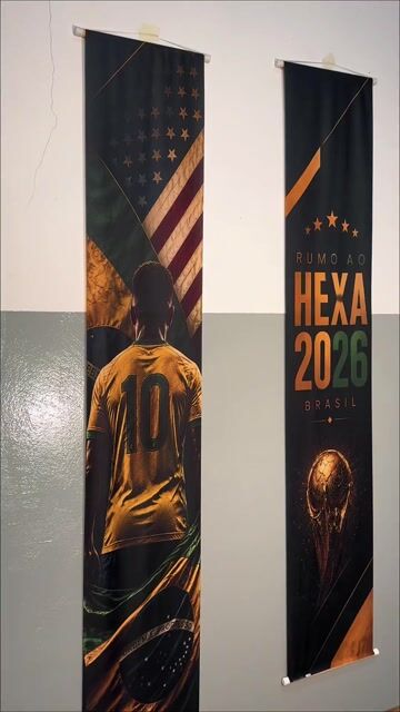 Vídeo de Kit 2 Bandeiras Brasil Futebol Decoração Torcida Helanca Hexa 2026 -