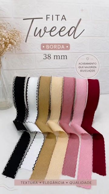 Vídeo de Fita Tweed Inverno com Borda 38mm 2 metros Fita Premium para Laços