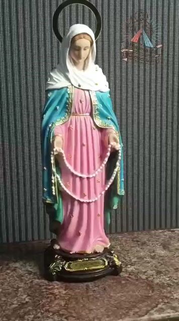 Video de Imagem Nossa Senhora das Lágrimas com auréola magnética resina 30 cm
