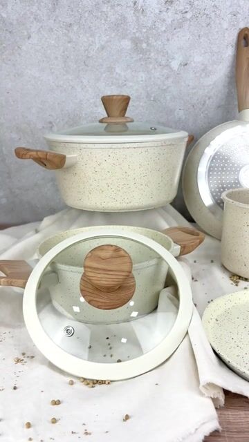Video de Set Olla Cacerola Sarten Panquequera Jarro Carol Granito Crema