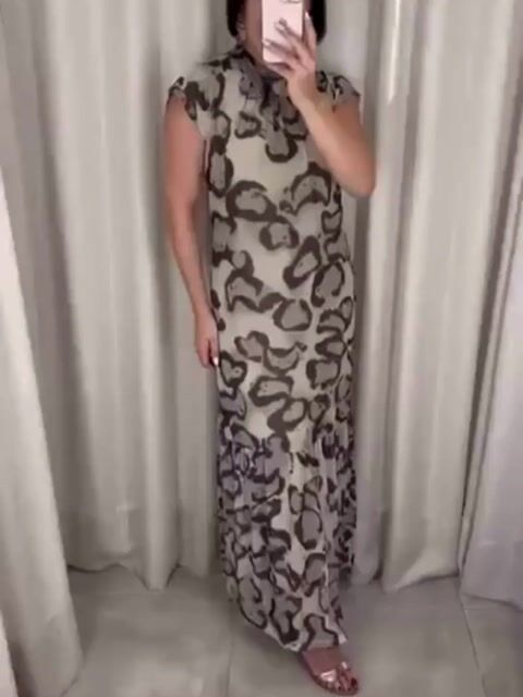 Video de Vestido Mob Longo em Tule - Animal Print -Tam G