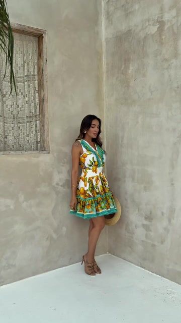 Video de Vestido boho curto limão siciliano Cod:002